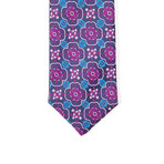 Reversible Tie + Silver Tie Bar Set // Purple + Blue Floral