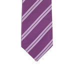 Reversible Tie + Silver Tie Bar Set // Purple Stripe