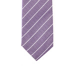 Reversible Tie + Silver Tie Bar Set // Purple Textured Stripe