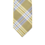 Reversible Tie + Silver Tie Bar Set // Yellow + Grey Plaid