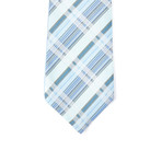 Reversible Tie + Silver Tie Bar Set // Light Blue Textured Plaid