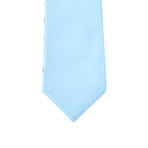 Reversible Tie + Silver Tie Bar Set // Light Blue Textured Plaid