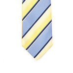 Reversible Tie + Silver Tie Bar Set // Yellow + Blue Stripe