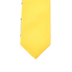 Reversible Tie + Silver Tie Bar Set // Yellow + Blue Stripe