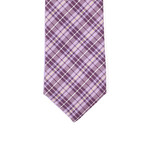 Reversible Tie + Silver Tie Bar Set // Purple Plaid