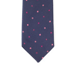 Reversible Tie + Silver Tie Bar Set // Navy + Pink Floral