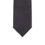 Reversible Tie + Silver Tie Bar Set // Black + Grey Diagonal Stripe