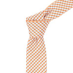 Reversible Tie + Silver Tie Bar Set // Orange + Silver Checkered