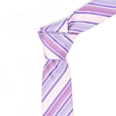 Reversible Tie // Lavender + Pink Stripe