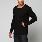 Side Zip Crew Neck // Black (XS)