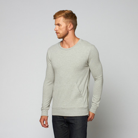 Bare + Jaded // Side Zip Crew Neck // Grey Melange (XS)