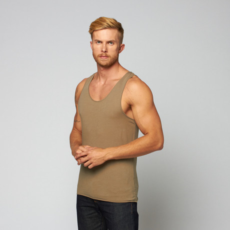 Bare + Jaded // Light Weight Tail Tank // Khaki (XS)