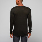 Long Sleeve Pocket Linen Tee // Black (M)