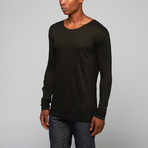 Long Sleeve Pocket Linen Tee // Black (M)