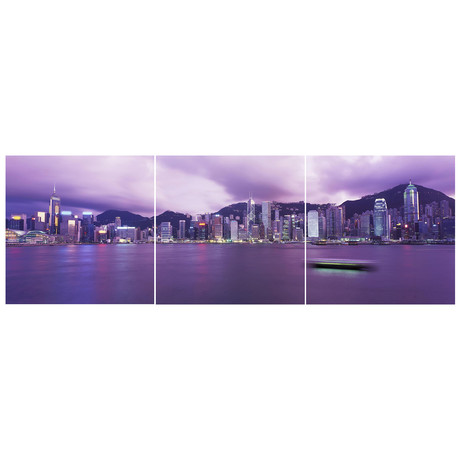 Hong Kong Central District'S Skyline At Twilight Triptych