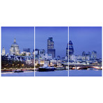 River Thames + London Cityscape At Dusk Triptych