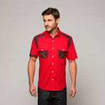 Contrast Button Down // Red + Black (S)