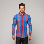 French Plaid Button Down // Blue + Red (M)