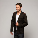 Perruzo // Brown Detail Blazer // Black (S)