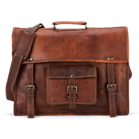 Leather Briefcase // Brown (13"L x 10"W x 4"H)
