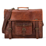 Leather Briefcase // Brown (11"W x 8"H x 3"D)