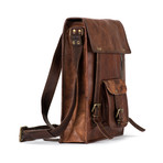 Backpack Satchel // Vertical // Brown (10"L x 13"W x 4"H)