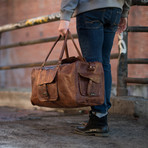 Goat Leather Duffel Bag // Brown
