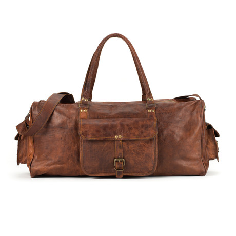 Goat Leather Duffel Bag // Brown