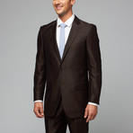 Renoir // 2 Piece Suit Classic Fit // Brown Shadow Stripe (US: 34R)