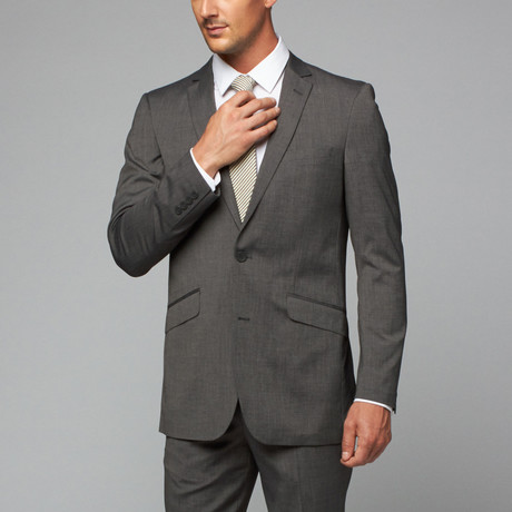 Renoir // 2 Piece Suit Slim Fit // Black + Tan Nail Head (US: 36R)