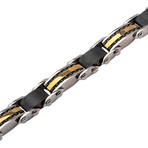 Double Sided Stainless Steel Bracelet // Black + Gold