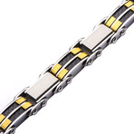 Stainless Steel Reversible Bracelet // Black + Gold