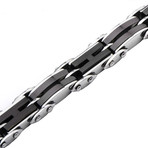 Stainless Steel H-Link Reversible Bracelet // Black