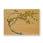 Water Color Yellow Flowers on Wood (Wood Print // 30"L x 20"H)