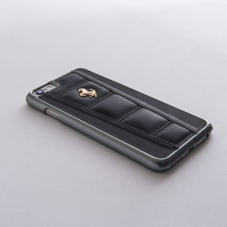 Masters Club // Ferrari Leather Hard Case // Black + Gold Horse // iPhone 6/6s