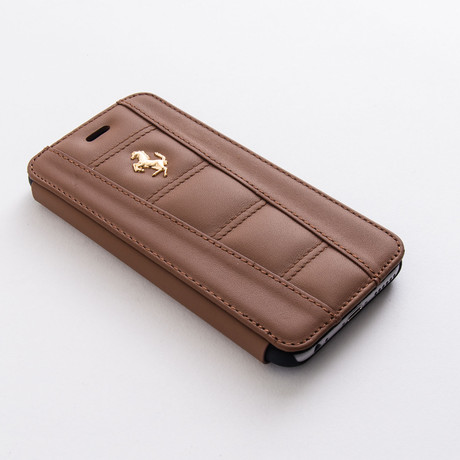 Leather Booktype Case // Camel + Gold Horse (iPhone 6)