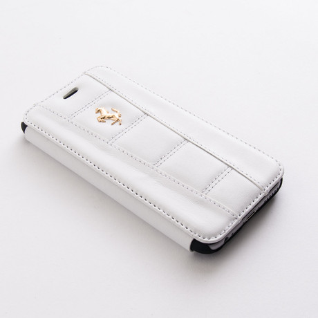 Leather Booktype Case // White + Gold Horse (iPhone 6)