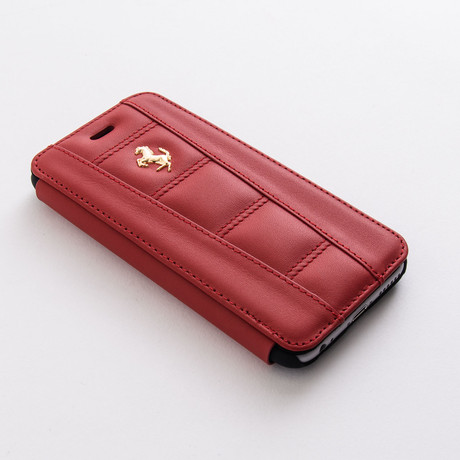 Leather Booktype Case // Red + Gold Horse (iPhone 6)
