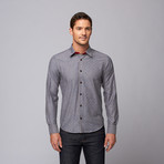 Eight X // Slim Fit Button-Up Shirt + Plaid Trim // Charcoal Grey (M)
