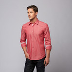 Slim Fit Button Up Shirt + Paisley Trim // Crimson (S)