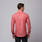 Slim Fit Button Up Shirt + Paisley Trim // Crimson (L)
