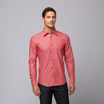 Slim Fit Button Up Shirt + Paisley Trim // Crimson (L)