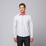 Slim Fit Button Up Shirt + Black + White Plaid // White Grid (XL)