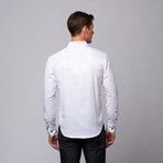 Slim Fit Button-Up Shirt + Plaid Trim // White (M)