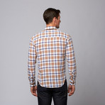 Slim Fit Button Up Shirt // White + Brown + Navy Plaid (2XL)