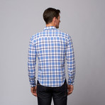 Slim Fit Button Up Shirt // White + Royal Blue + Navy Plaid (3XL)