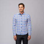 Slim Fit Button Up Shirt // White + Royal Blue + Navy Plaid (3XL)