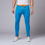 Zalk Two-Toned Joggers // Blue + Orange (S)