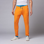 Zalk Two-Toned Joggers // Orange + Blue (S)