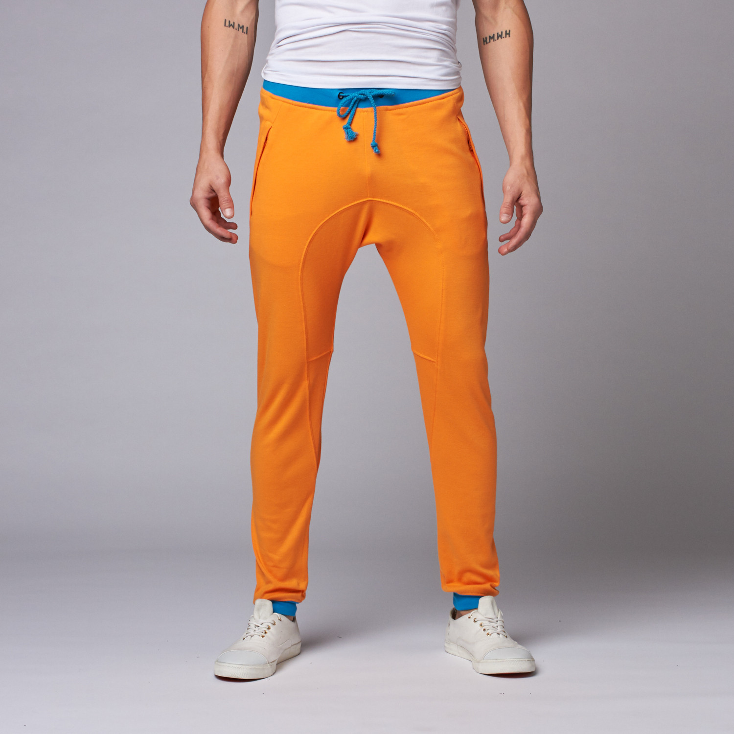 Zalk Two-Toned Joggers // Orange + Blue (S) - Zutoq - Touch of Modern